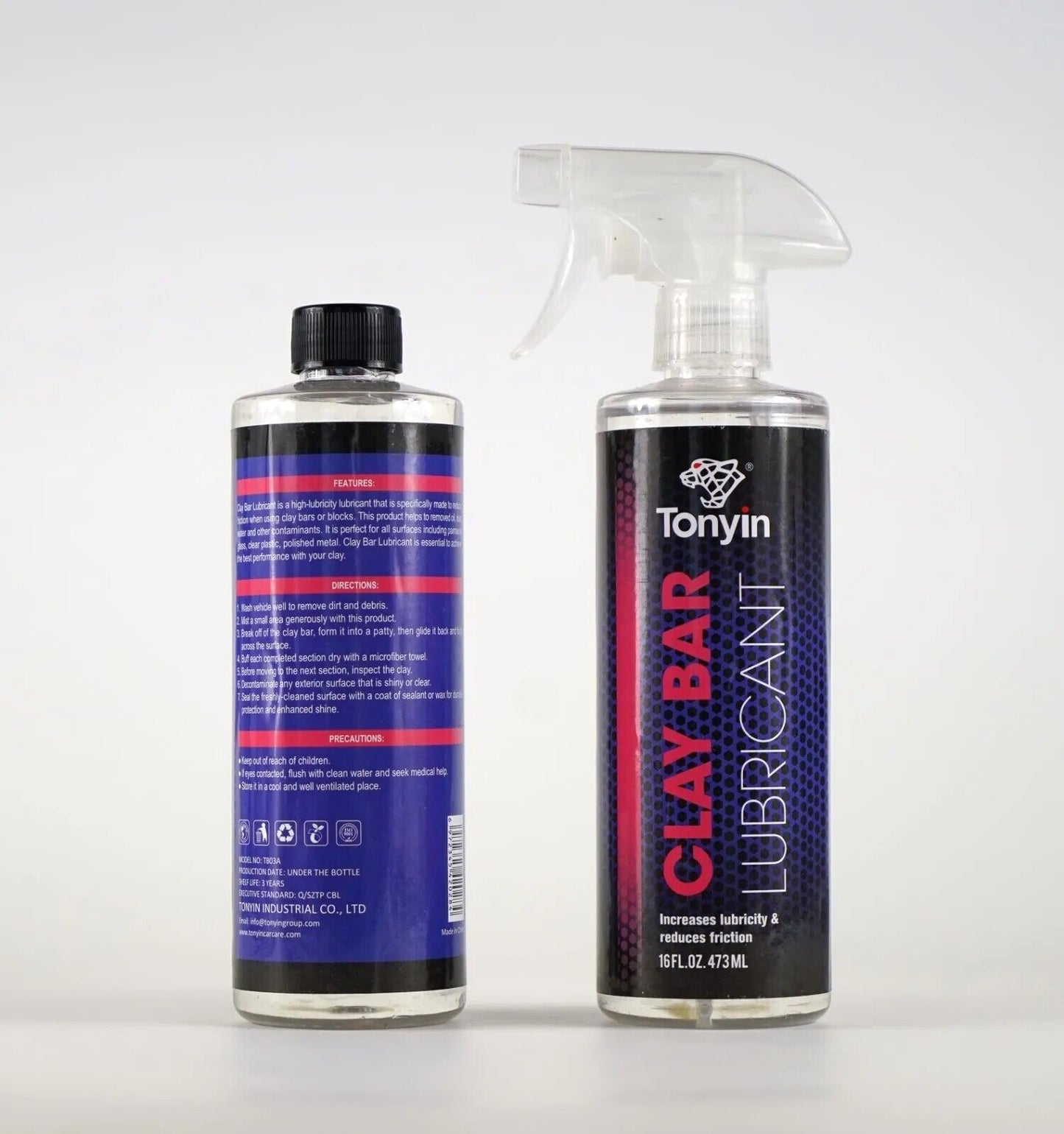 Tonyin Clay Bar Lubricant 473ml Gleithilfe + Reinigungsknete Schwamm Clay pad